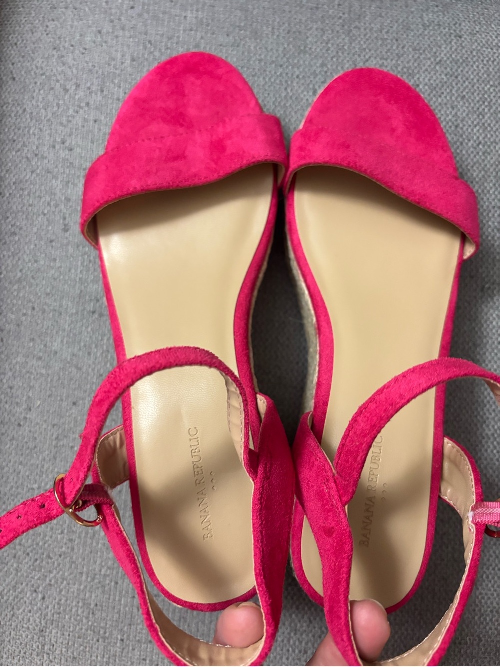 Banana Republic Fuchsia Suede Espadrille Wedge Sandals - Picture 6 of 8